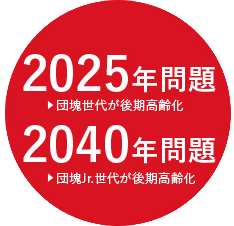 2025年団塊世代後期高齢化問題、2024年団塊Jr世代の後期高齢化問題の解説画像